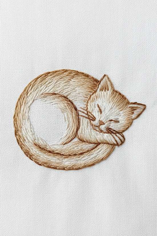 Golden Nap Cat Embroidered T-Shirt