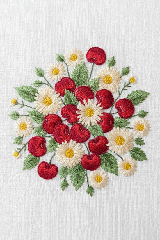 Cherry Bloom Embroidered T-Shirt