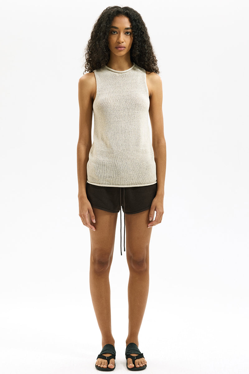 Sleeveless Ribbed Knit Casual Top