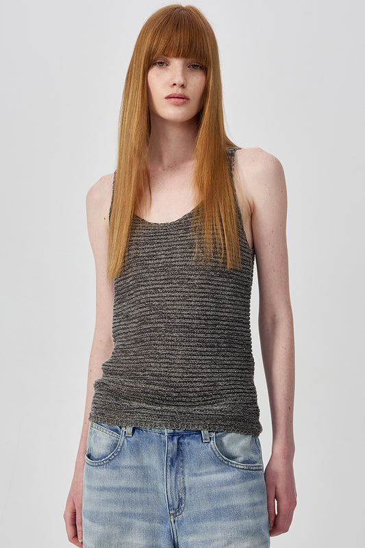 Textured Knit Scoop Neck Tank