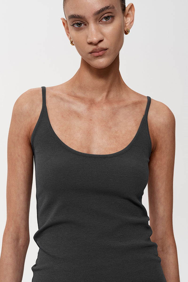 Basic Ribbed Scoop Neck Tank Top