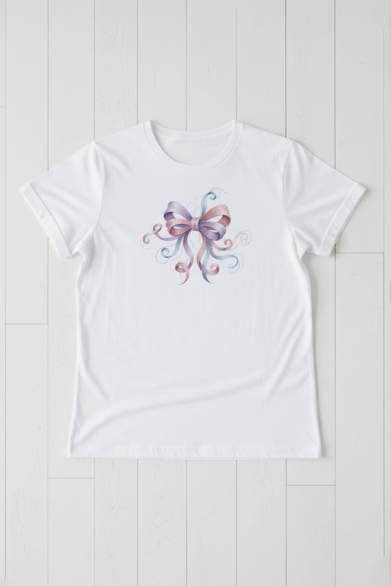 Pastel Ribbon Embroidered T-Shirt