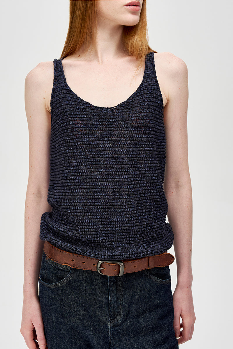 Textured Knit Scoop Neck Tank