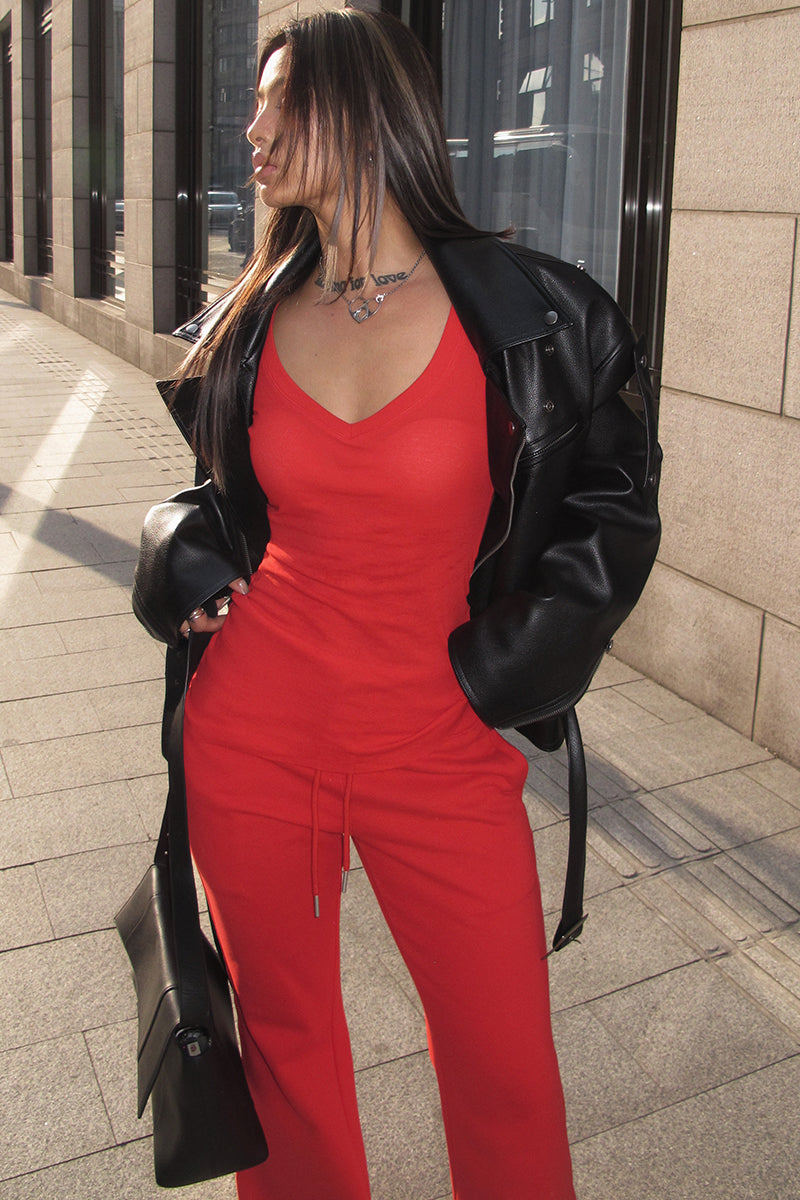 V-Neck Lounge Top with Flared Sleeves