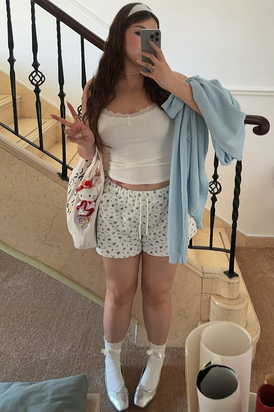 Floral Print Drawstring Lounge Shorts