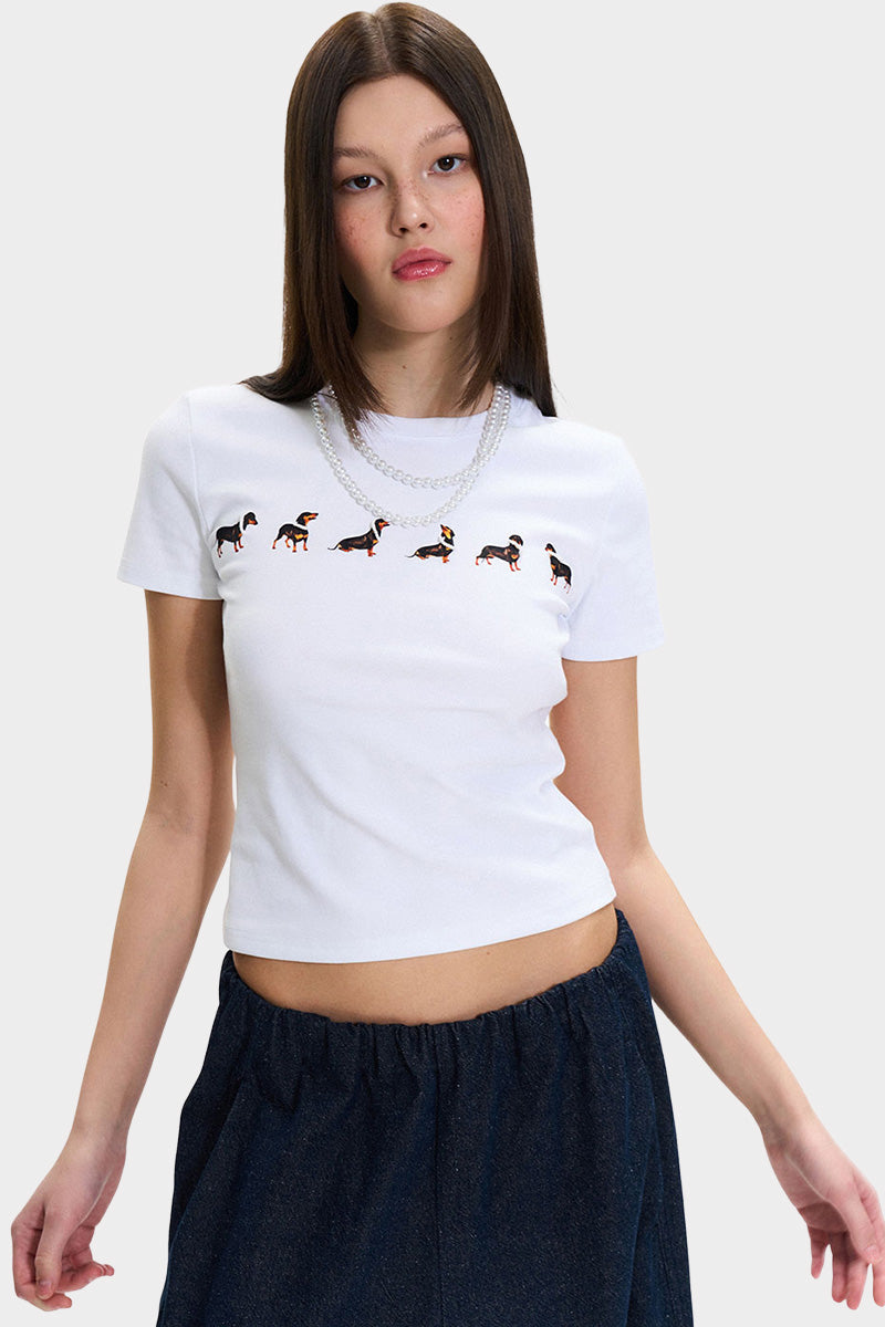 Dog Patterns Fitted T-Shirt