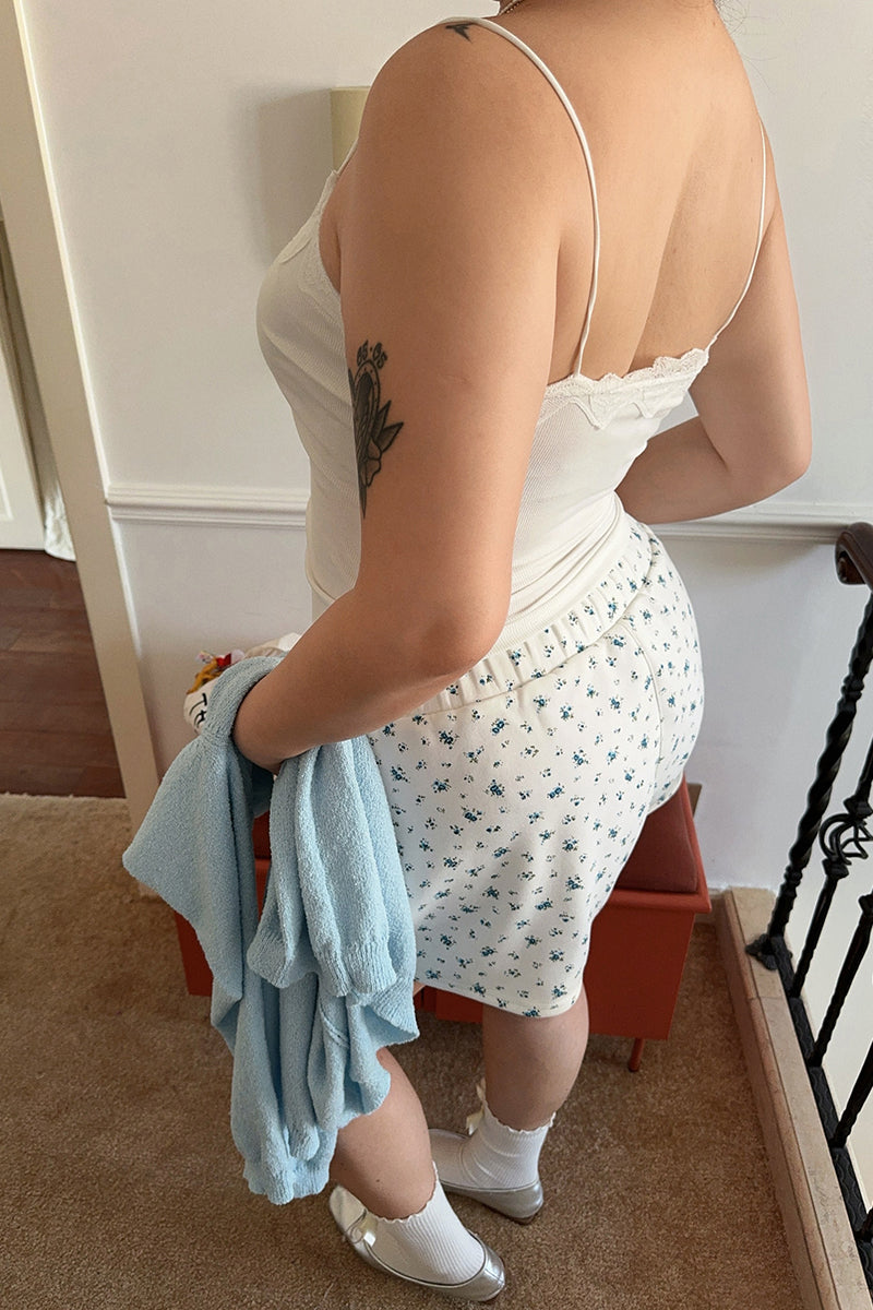 Floral Print Drawstring Lounge Shorts