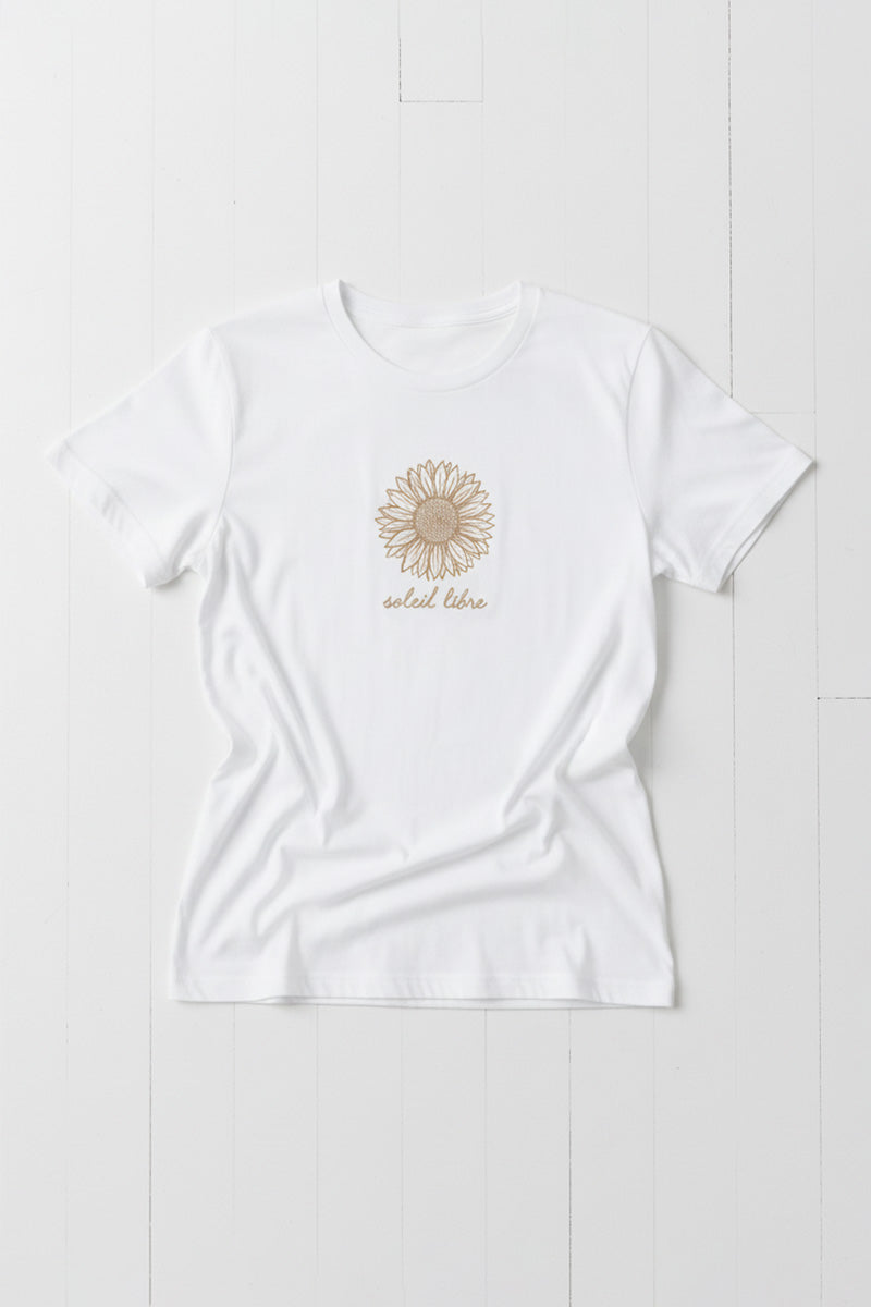 Soleil Libre Sunflower Embroidered T-Shirt