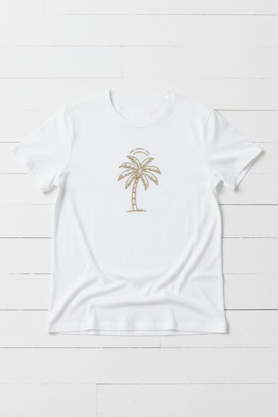 Golden Palm Embroidered T-Shirt