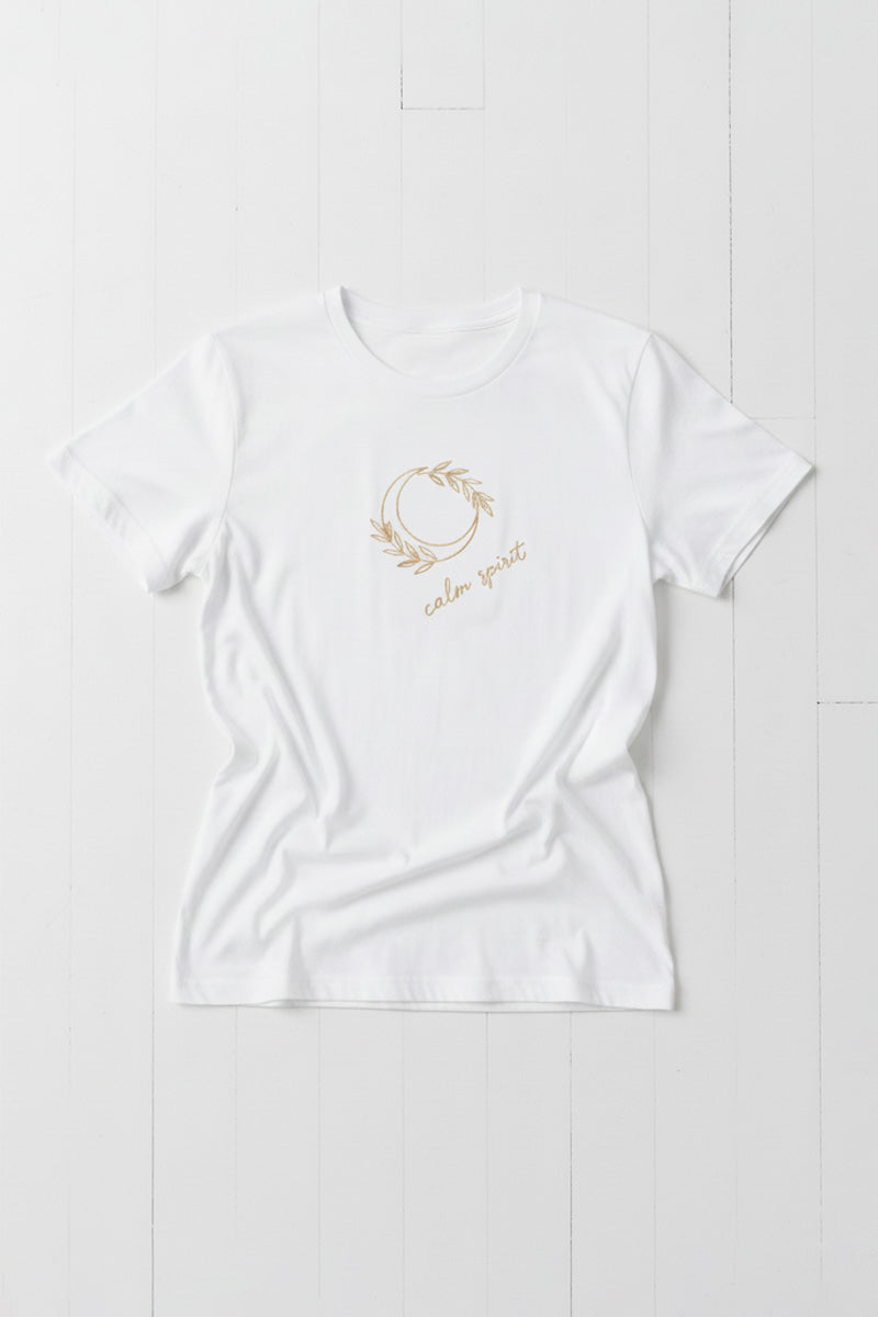 Calm Spirit Moon Embroidered T-Shirt