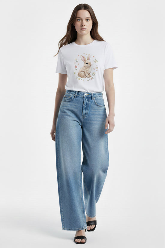 Gentle Bunny Embroidered T-Shirt