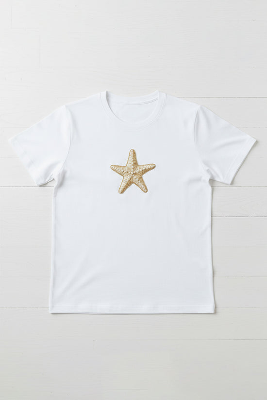 Golden Starfish Embroidered T-Shirt