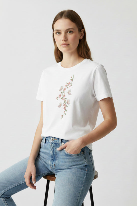 Trailing Blossom Embroidered T-Shirt