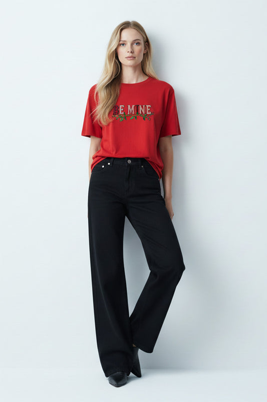 Be Mine Floral Text T-Shirt