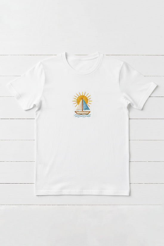 Sailing Sunrise Embroidered T-Shirt