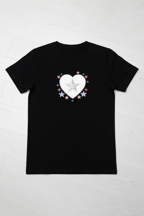 Heart Star Embroidered T-Shirt