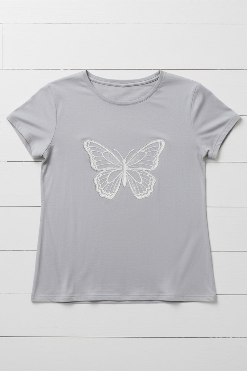 Elegant Butterfly Embroidered T-Shirt