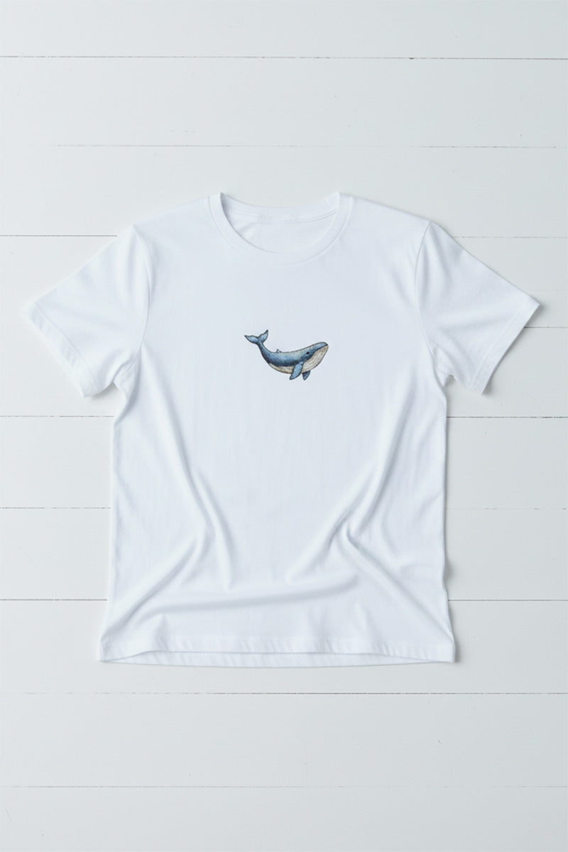 Blue Whale Embroidered T-Shirt