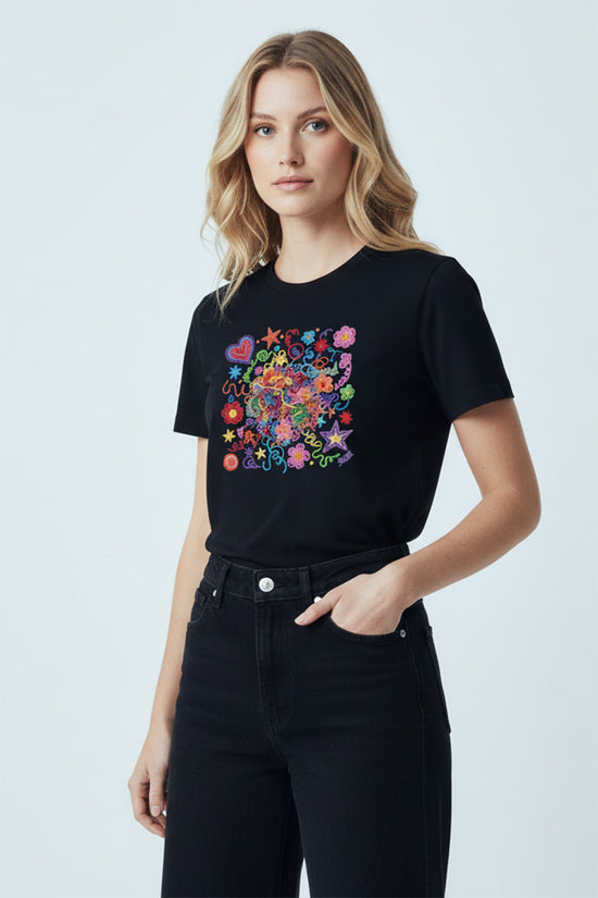 Abstract Doodle Graphic T-Shirt