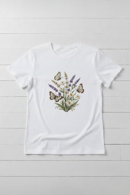 Lavender Meadow Embroidered T-Shirt