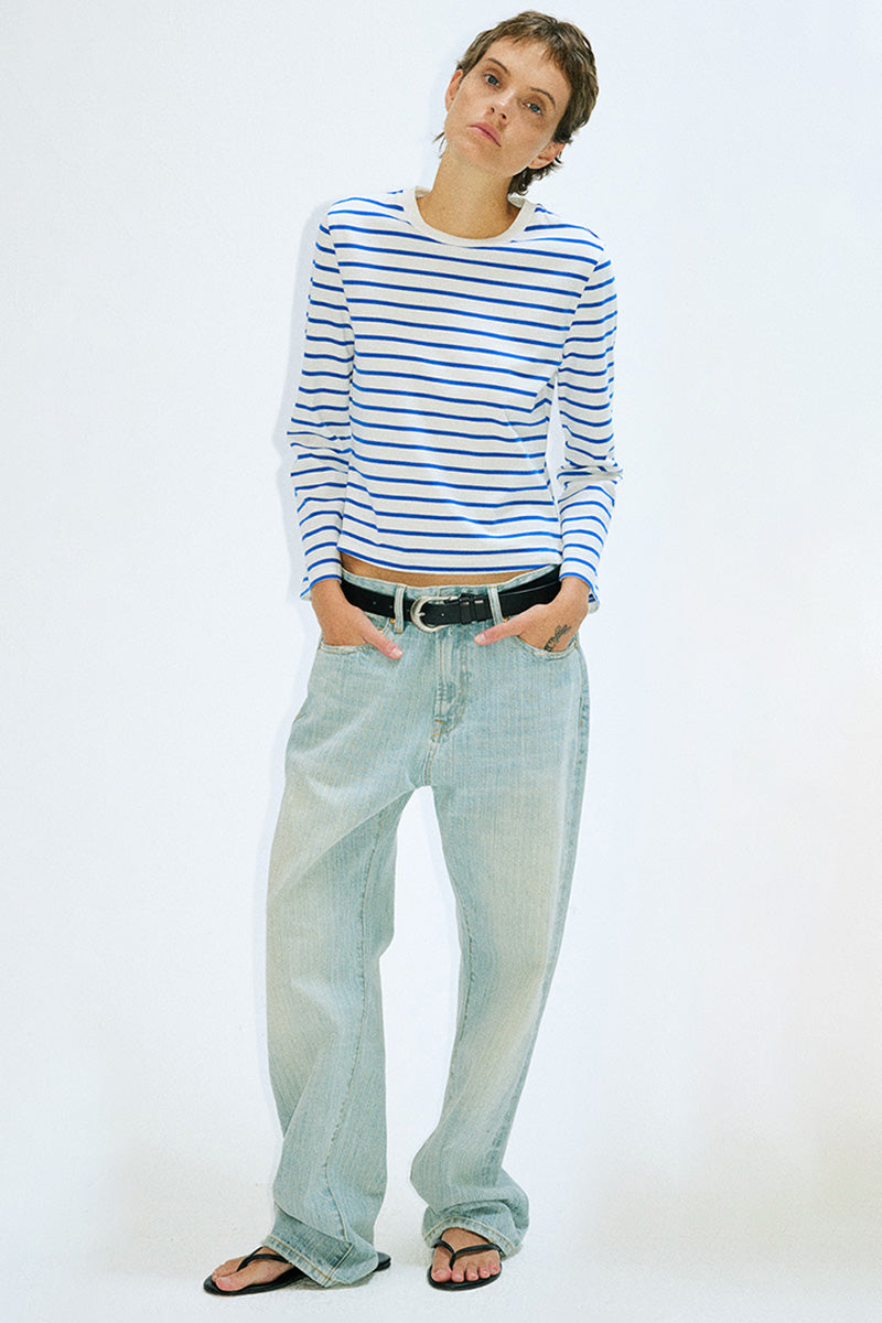 Striped Long Sleeve Cropped Tee