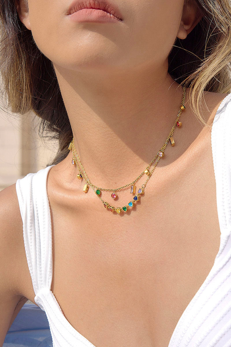 Gemstone Charm Choker Necklace