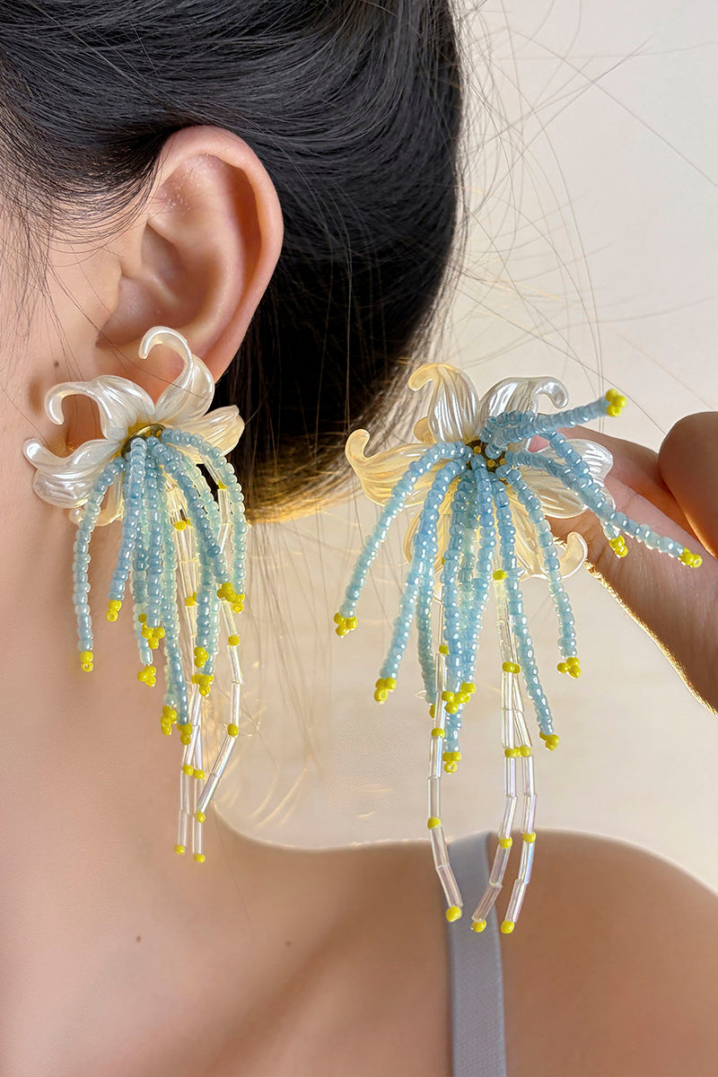 Twisting Bead Flower Earrings