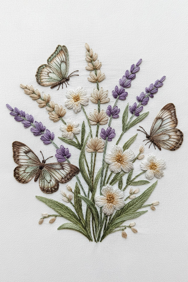 Lavender Meadow Embroidered T-Shirt