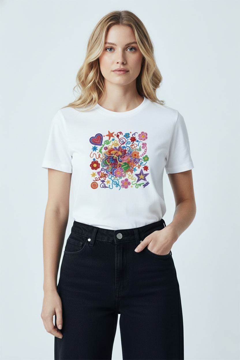 Abstract Doodle Graphic T-Shirt
