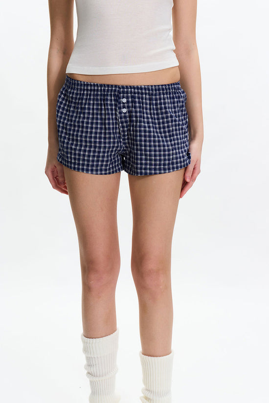 Plaid Buttoned Lounge Shorts