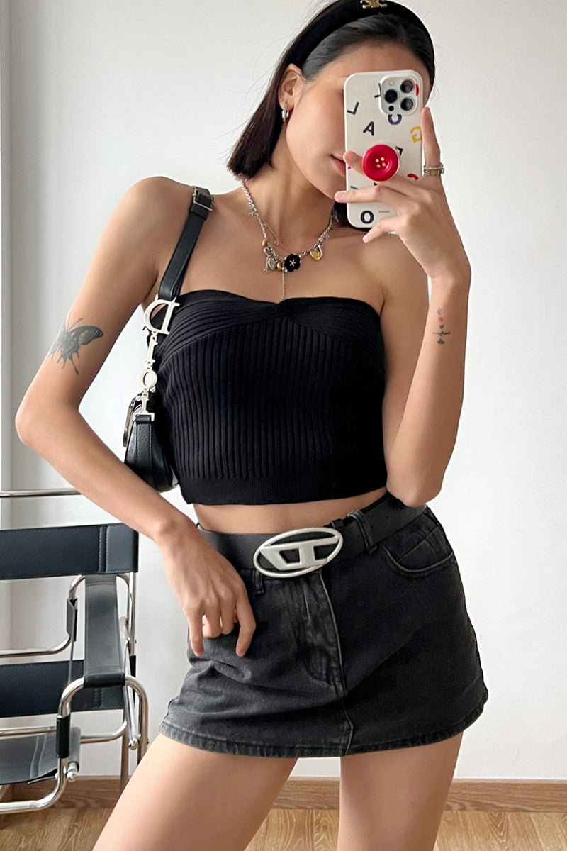 Casual Denim Mini Skirt with Belt Loops