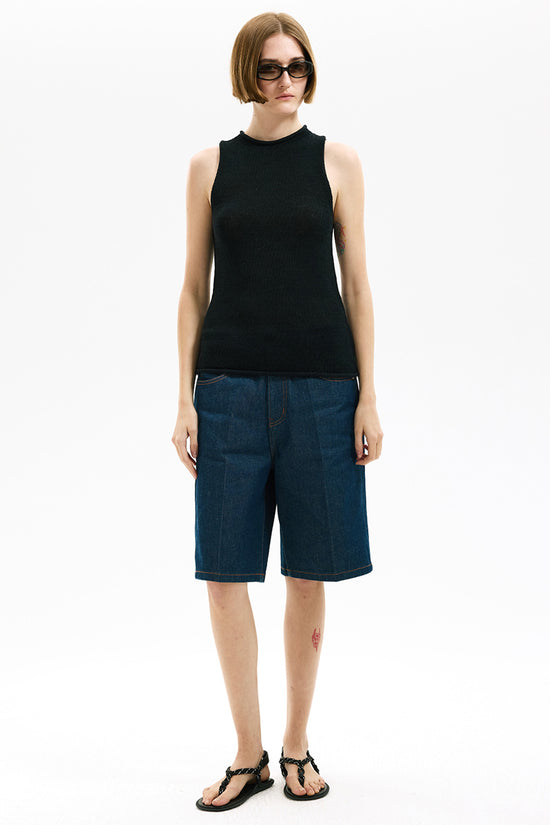 Sleeveless Ribbed Knit Casual Top