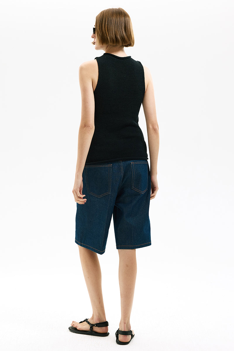 Sleeveless Ribbed Knit Casual Top