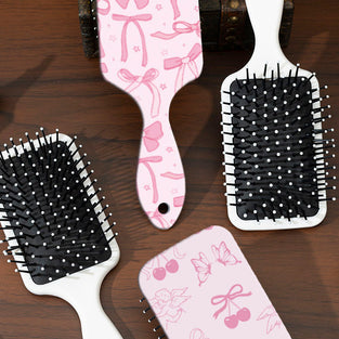 Bow Pattern Paddle Hair Brush