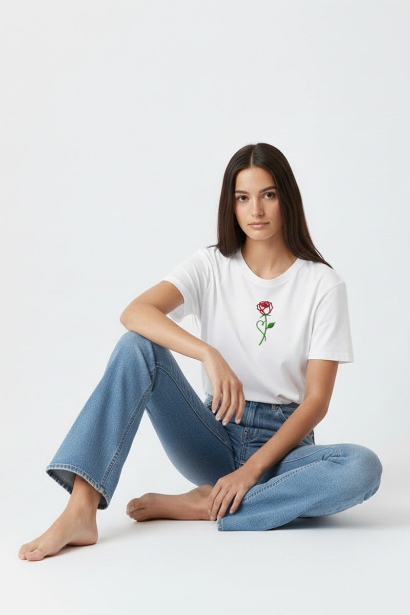 Single Rose Graphic T-Shirt