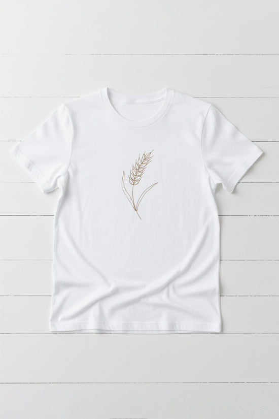 Wheat Sprig Embroidered T-Shirt