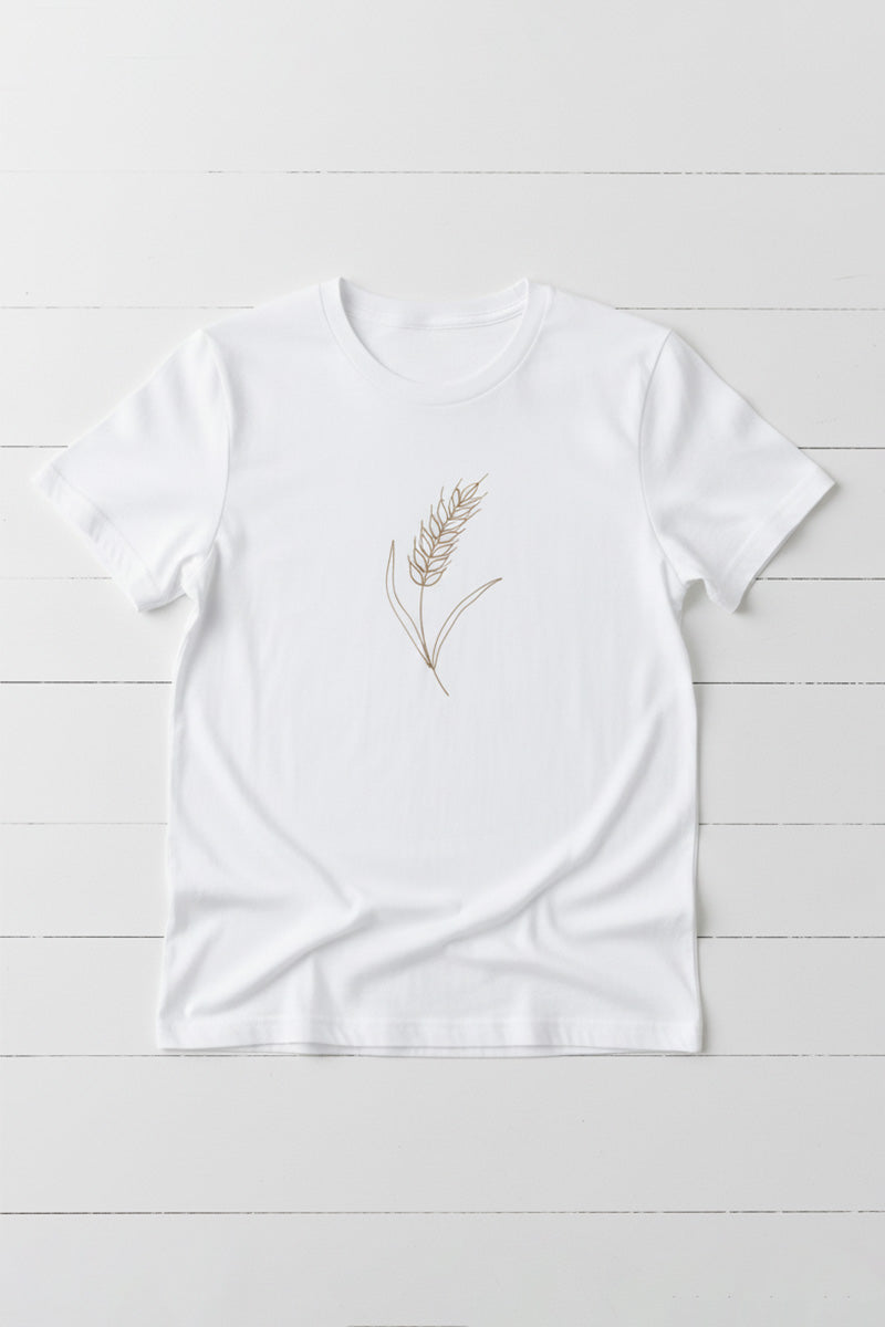 Wheat Sprig Embroidered T-Shirt