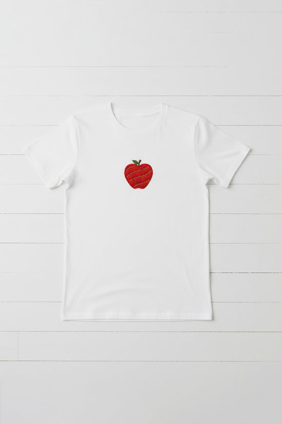 Classic Red Apple Embroidered T-Shirt