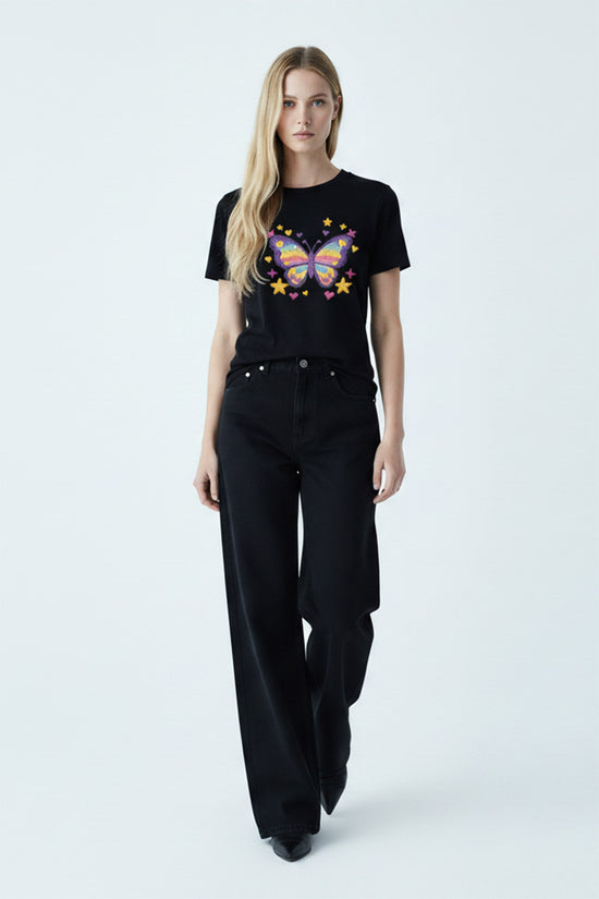 Butterfly Embroidered T-Shirt