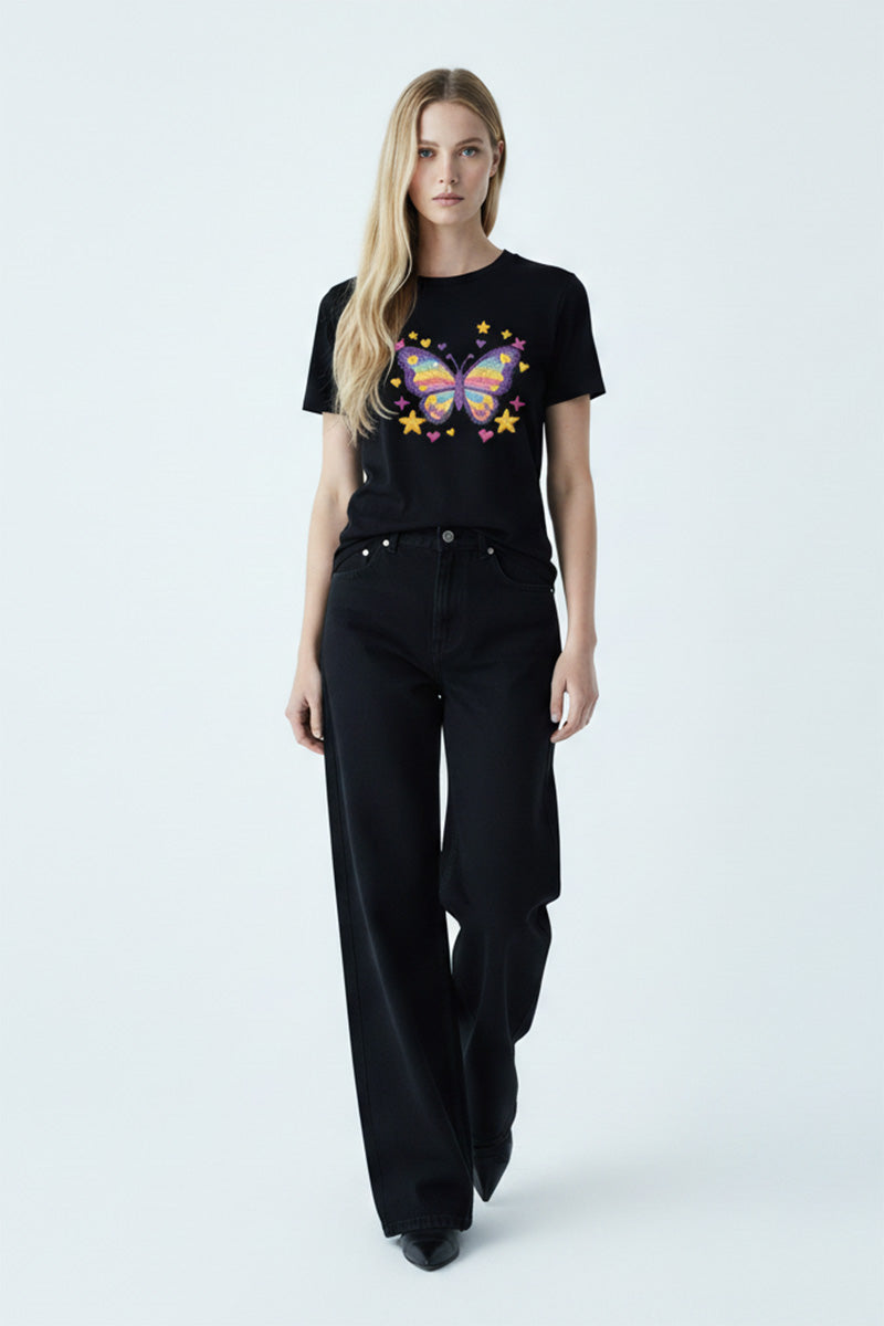 Butterfly Embroidered T-Shirt