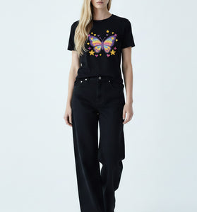 Butterfly Embroidered T-Shirt