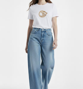 Golden Nap Cat Embroidered T-Shirt