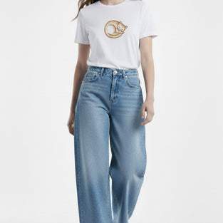 Golden Nap Cat Embroidered T-Shirt