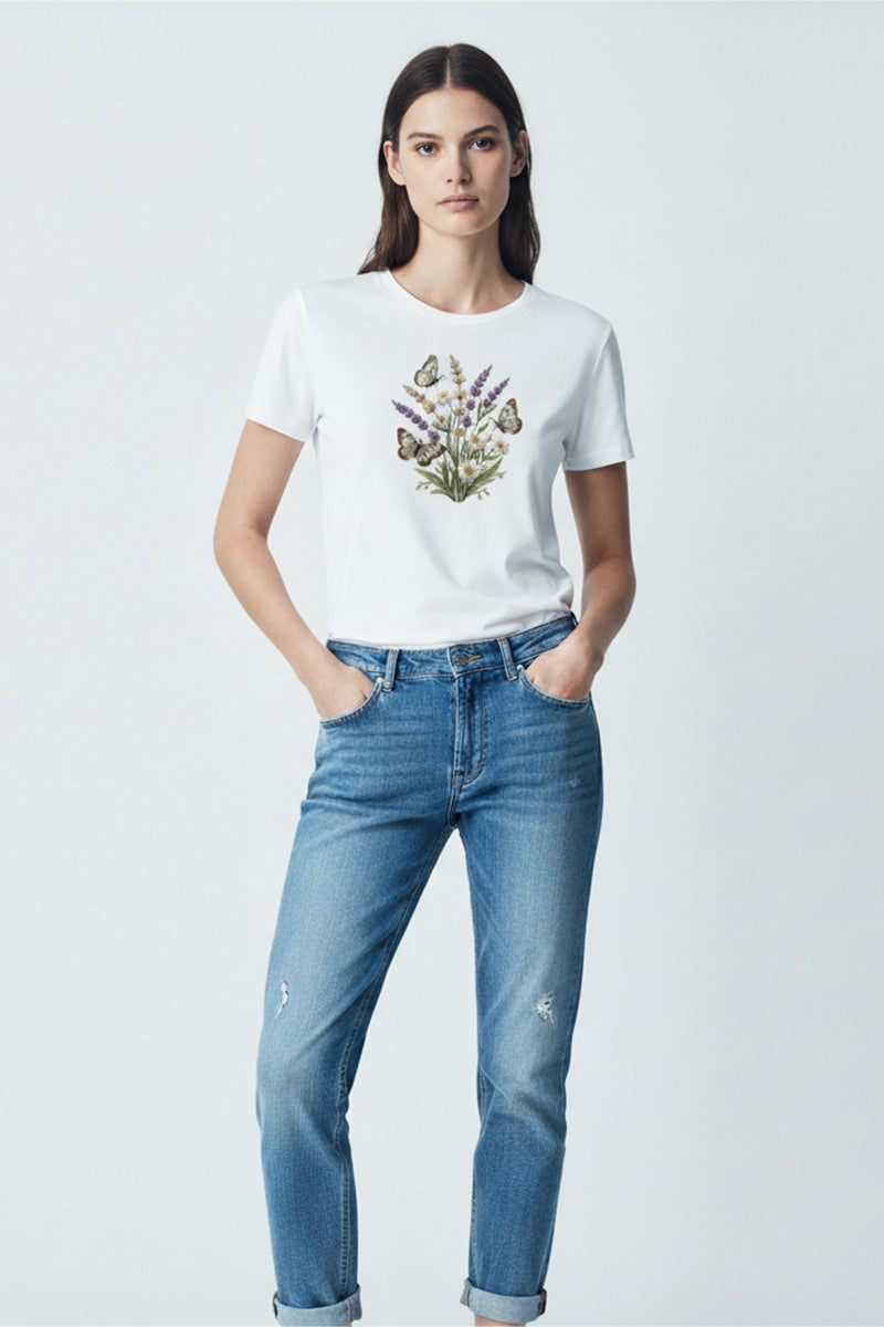 Lavender Meadow Embroidered T-Shirt
