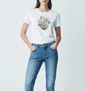 Lavender Meadow Embroidered T-Shirt