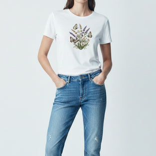 Lavender Meadow Embroidered T-Shirt