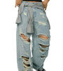 Distressed Oversized Ripped Jeans