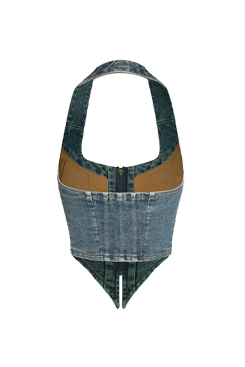 Structured Denim Corset Top