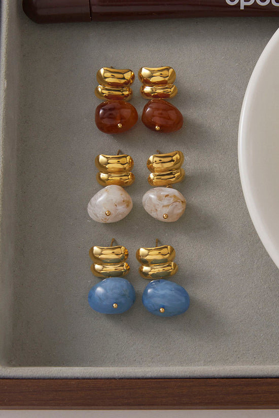 Chunky Gemstone Stainless Steel Earrings
