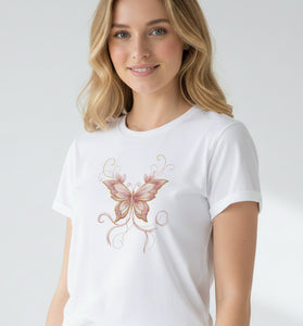 Blush Butterfly Embroidered T-Shirt